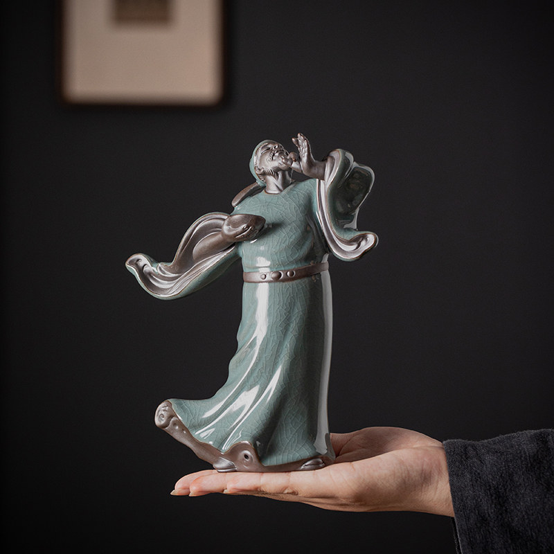 大号诗仙李白摆件禅意陶瓷古代人物雕像塑家居书房桌面装饰工艺品