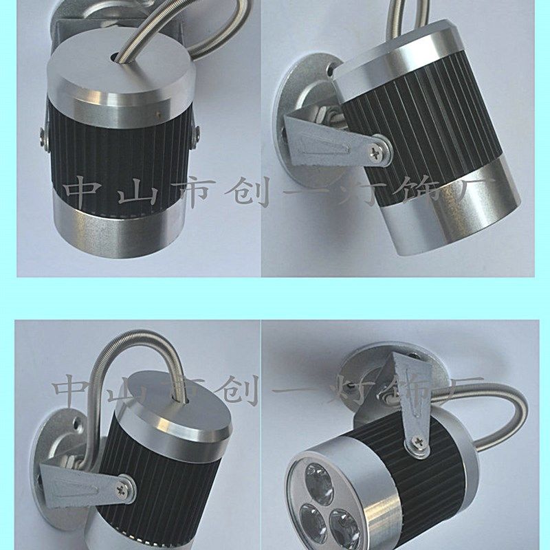 3瓦led明装可调角度彩色射灯铝材背景壁灯照画灯酒柜灯展柜投射灯