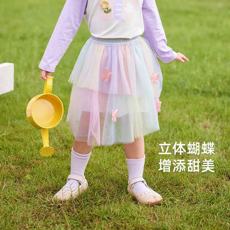 女童秋季纱裙宝宝彩色短裙春秋款女孩秋装裙子三岁儿童洋气半身裙