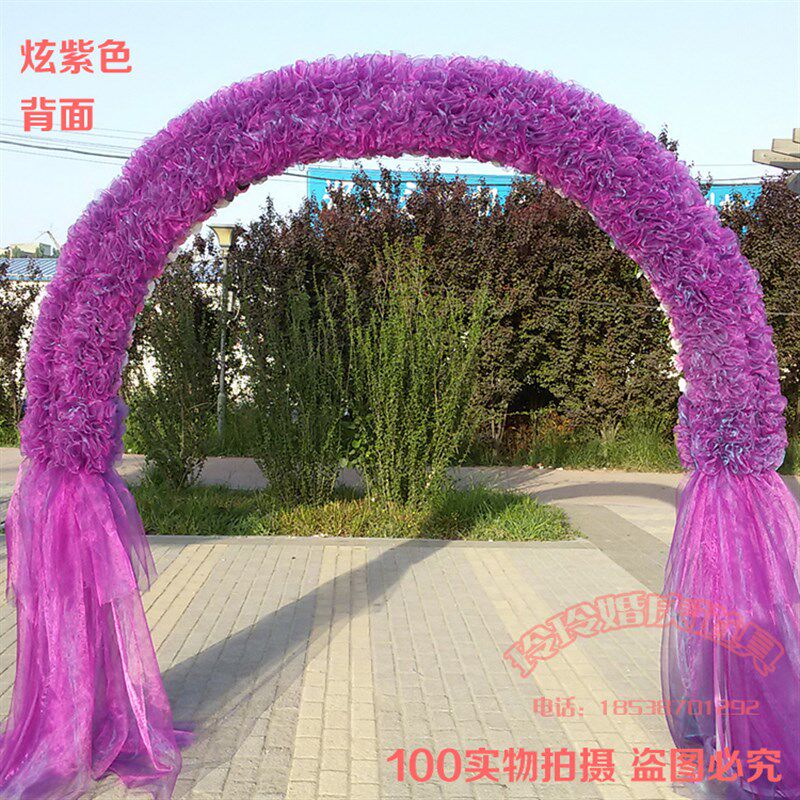 婚庆拱门新款花门婚庆排华绢花花柱花篮铁艺花架罗马柱路引花道具