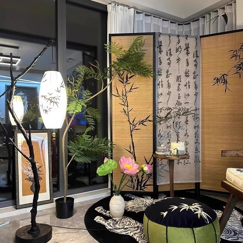 新中式屏风竹子茶室隔断竹编客厅围挡小户型国风竹影阳台禅意水墨