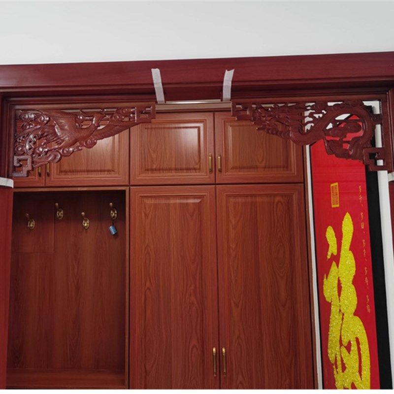 东阳木雕中式实木角花 双面雕枪角仿古门楣门头装饰角垭口背景墙
