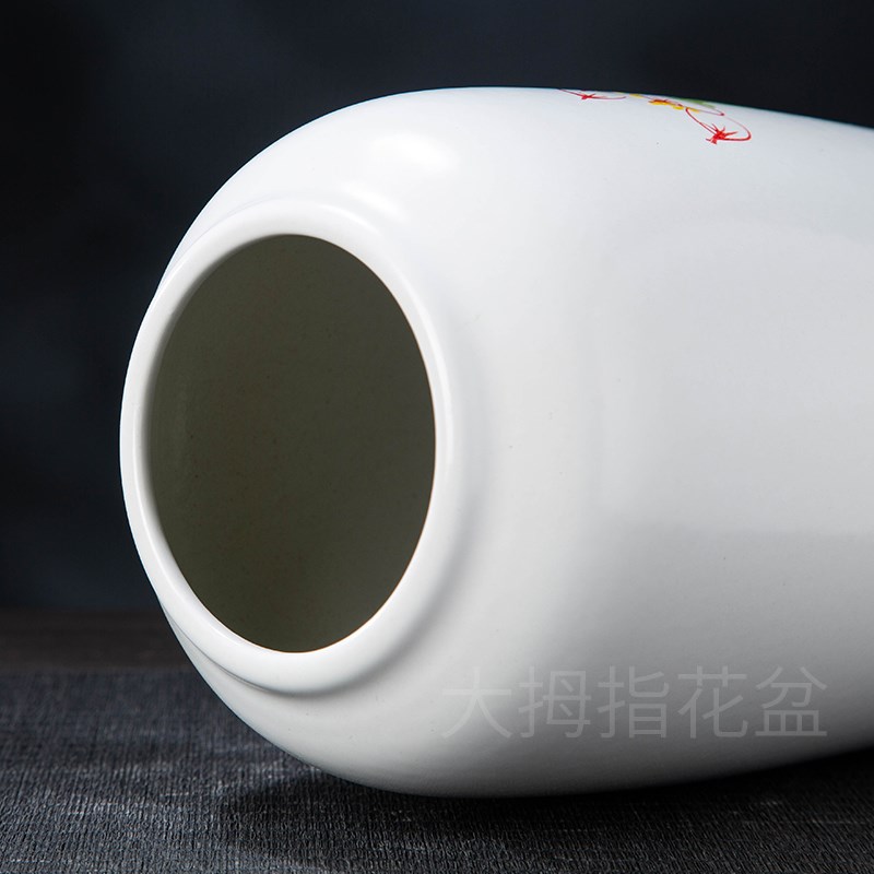 景德镇新中式手绘写意风插干花水养摆件家居客厅高温陶瓷花盆花器