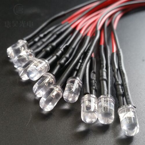 10个带线 LED灯珠5MM发光二极管 3V-12V玩具车指示灯DIY建筑模型