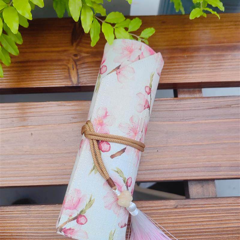 新品【桃夭】知秋家中国风卷帘笔袋女复古风文艺笔帘文具袋卷笔袋