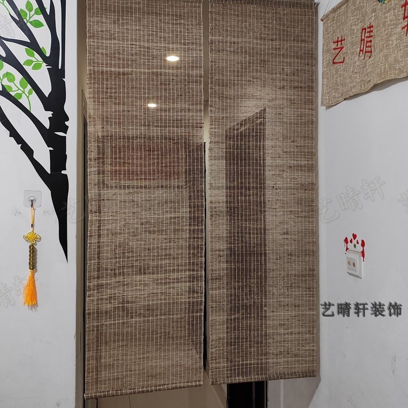 艺晴轩玄关门帘手工麻帘隔断帘过道门帘茶室帘民宿中式帘透风麻帘
