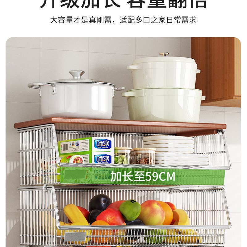 厨房果蔬收纳架菜篮子置物架大容量落地分层蔬菜水果收纳小推车子