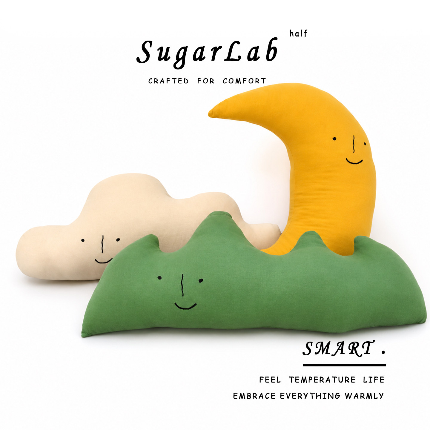 SugarLab可爱卡通月亮星星抱枕靠垫卧室客厅装饰靠枕舒适柔软家居