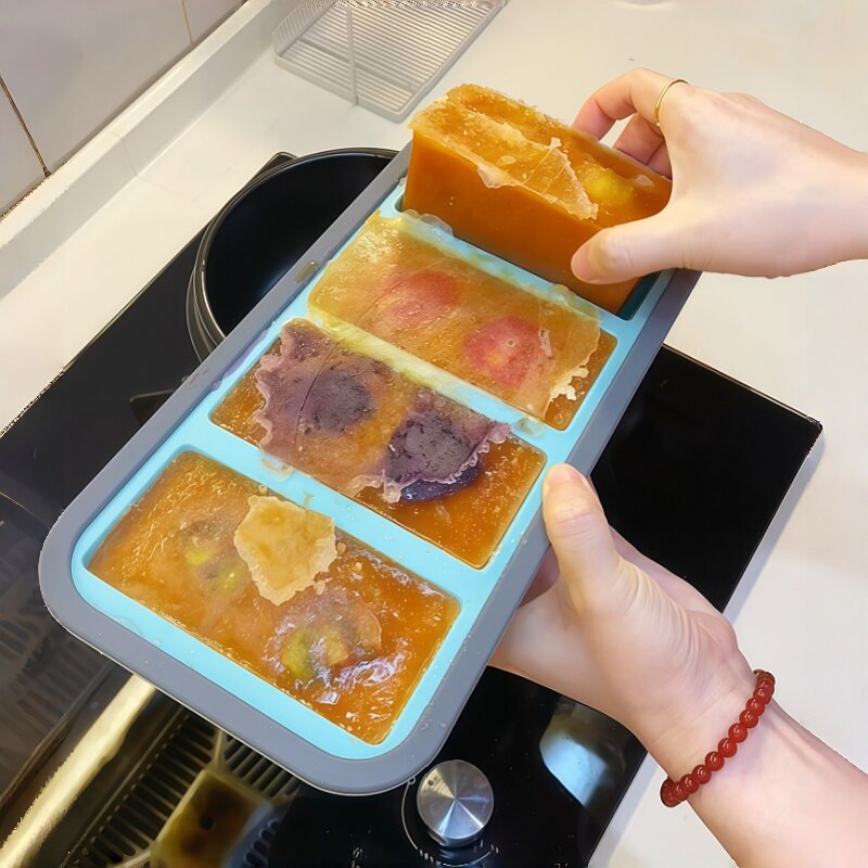 家用大号长条高汤冷冻储存盒保鲜盒食品级冰箱专用矽胶分装冰格