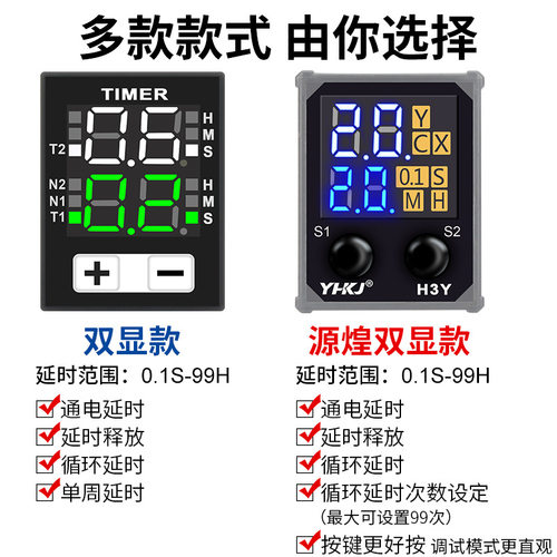 JSZ6小型可调数显H3Y-2/4时间继电器循环时间控制延时器24V220V12