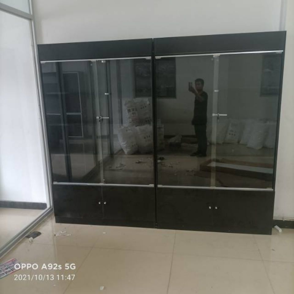 化妆品货柜防尘玻璃门带锁展示柜美容美甲样品柜模型柜礼品积分柜
