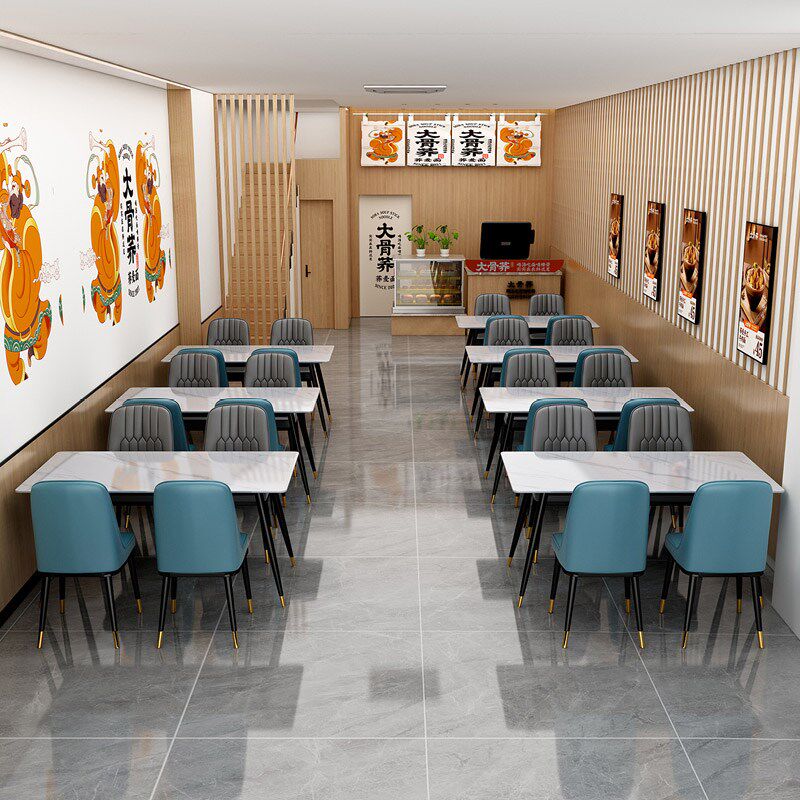 岩板餐桌椅家用简约岩板餐桌餐厅饭店酒楼快餐店商用餐桌椅可定做