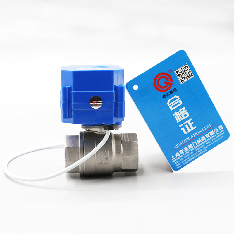 奇高CWX-60P不锈钢微型电动阀门 直通球阀1寸 304电动二通阀DN25