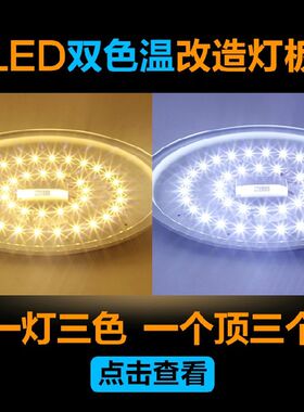 led卧室灯阳台吸顶灯双色圆形三色变光遥控调光灯芯灯板灯盘灯片