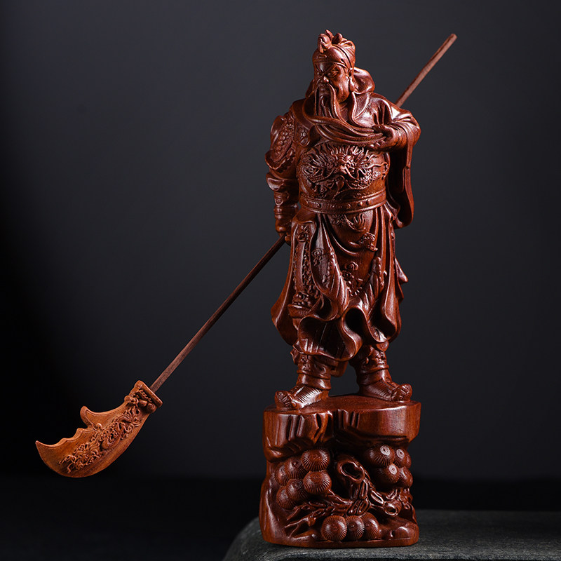 关公武财神像非洲紫檀木雕刻关二爷仿古人物摆件手工艺品家居摆件