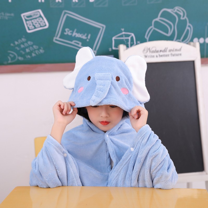 儿童午睡毯子教室午休盖被小学生可穿式毛毯披肩斗篷披风加厚秋冬