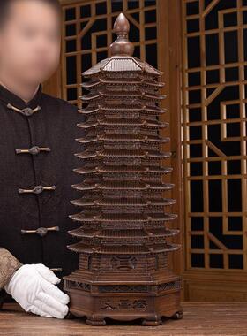 139文昌塔摆九件层木纹工书艺品房办公室装饰孩lyc文昌子学生书桌