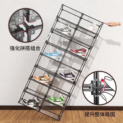 亚克力鞋盒收纳盒透明鞋柜发光鞋C墙展示球鞋收藏展示声控侧开磁