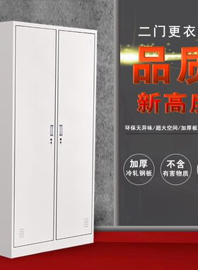 新款二门双门更衣柜员工柜铁皮职工两门柜带锁存包柜鞋柜多门柜子