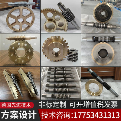 蜗轮蜗杆加工曳引机减速机配件双导程平面二次包络升降机齿轮定制