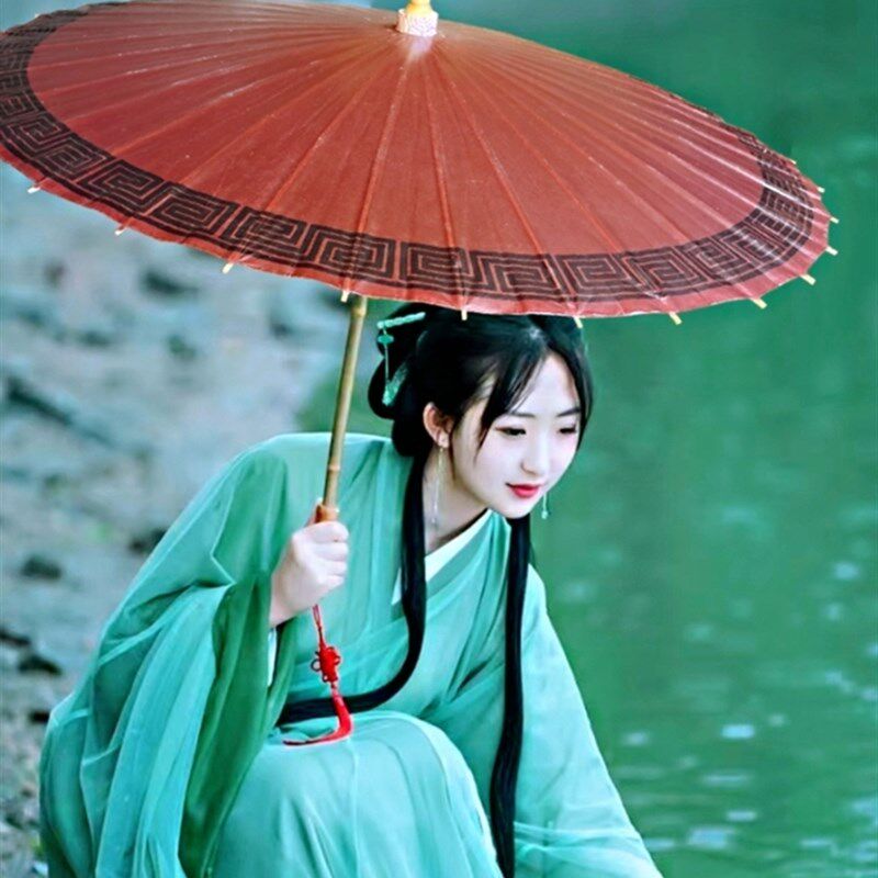 古风油纸伞咖啡色仿古怀旧国潮雨伞防雨桐油中式火锅酒店茶楼装修