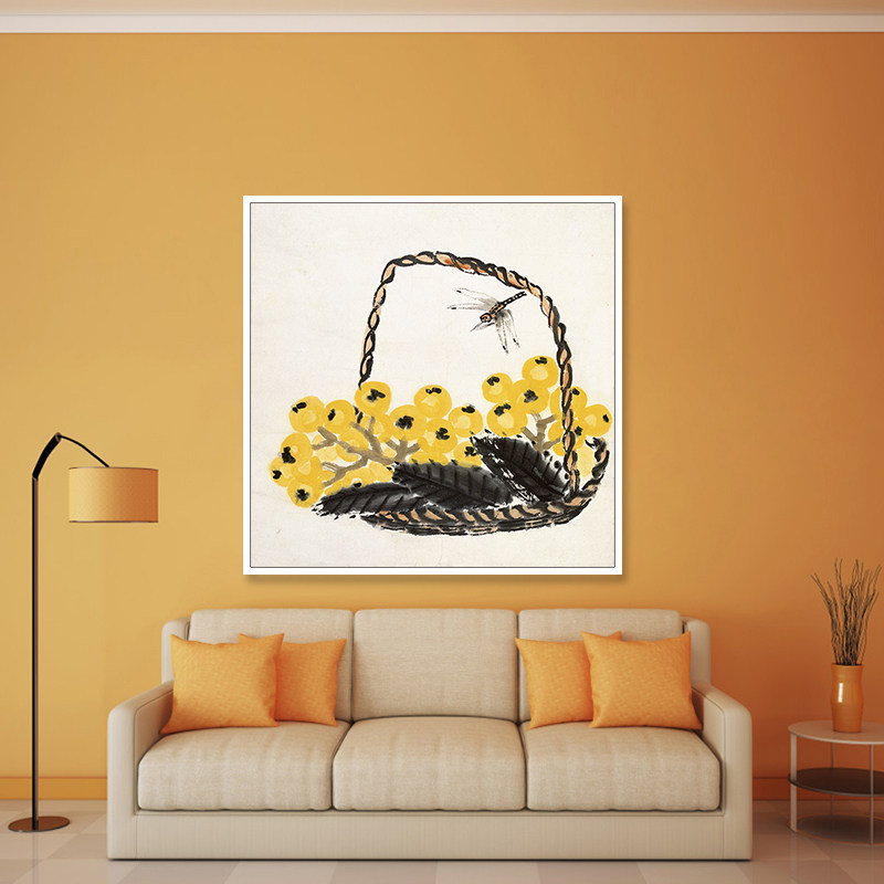 齐白石花草植物水果寿桃琵琶荔枝 diy数字油画油彩画手工填色画
