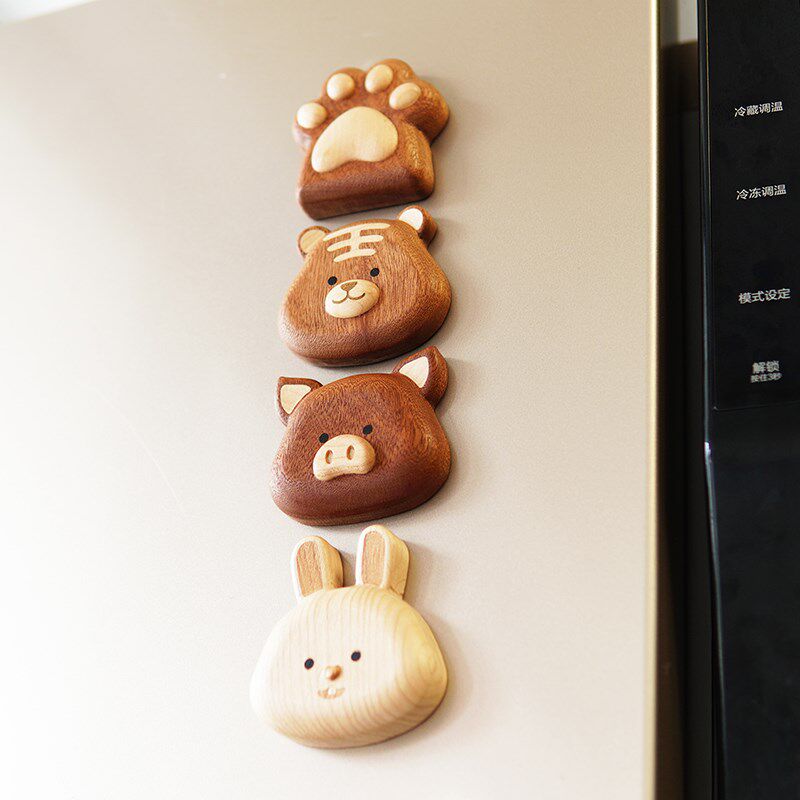 木头恰恰实木开瓶器冰箱贴可爱磁吸家用创意启瓶器啤酒开盖起子