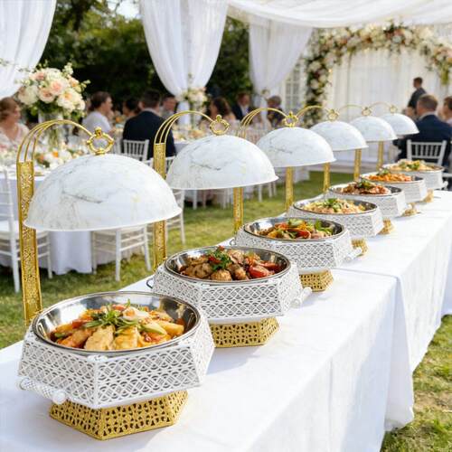 Hotel Wedding Black Golden White Marble Food Warmer