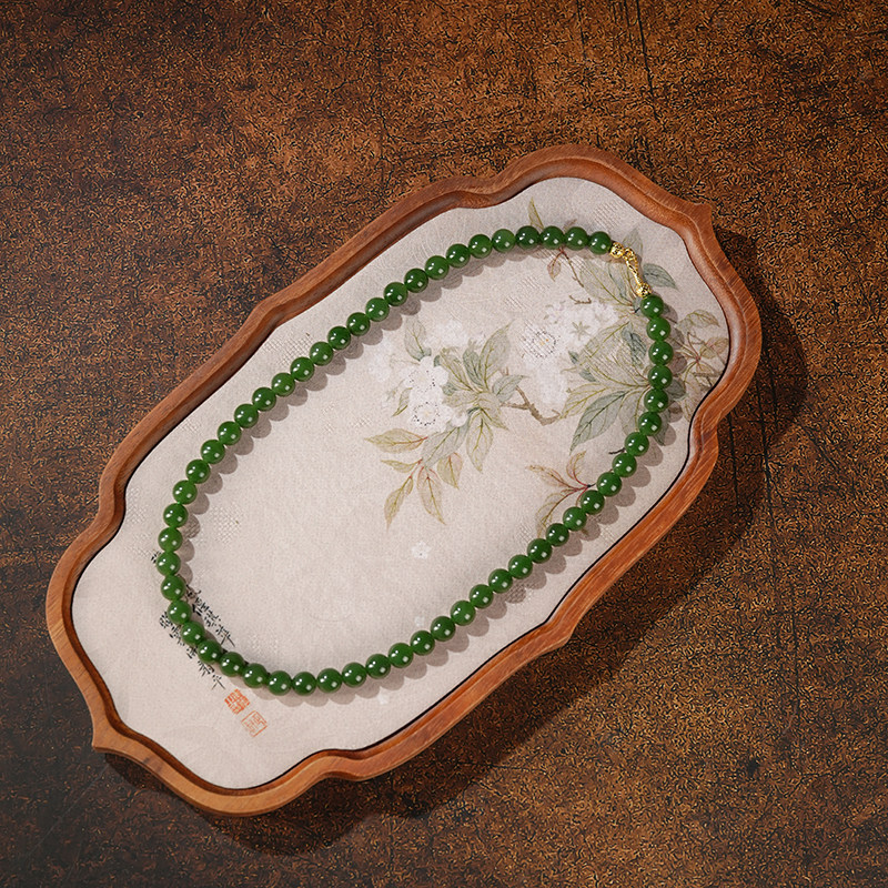 鑫浩矿业新疆和田玉碧玉串珠长项链女纯天然锁骨美人链送妈妈礼物