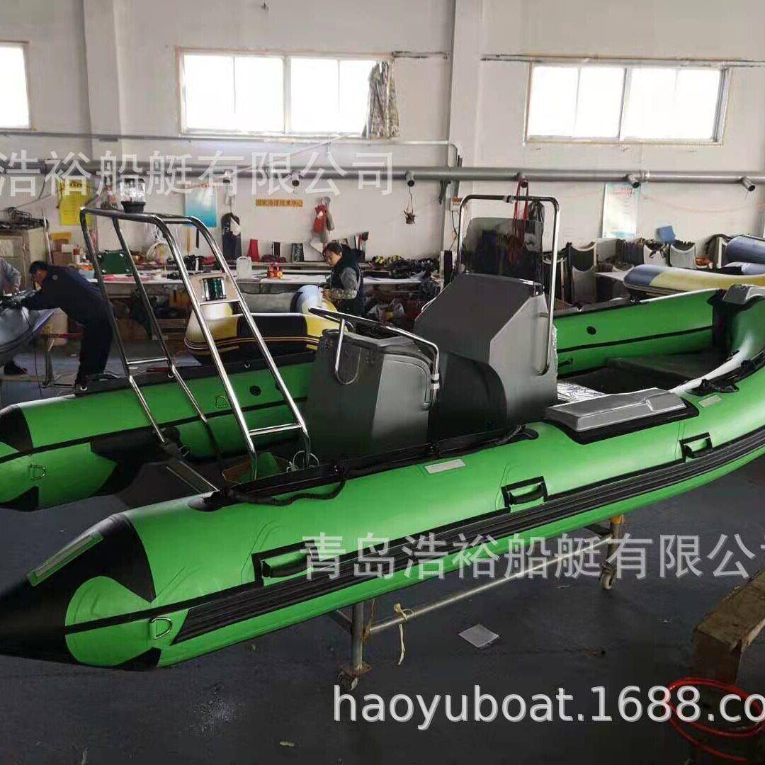 浩裕船艇船厂锋5.3米玻002璃钢底壳艇派海龙冲舟艇钓鱼船橡皮艇