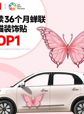 宝马迷你车身拉花贴纸mini划痕遮盖cooperf55f56装饰车贴粉色蝴蝶