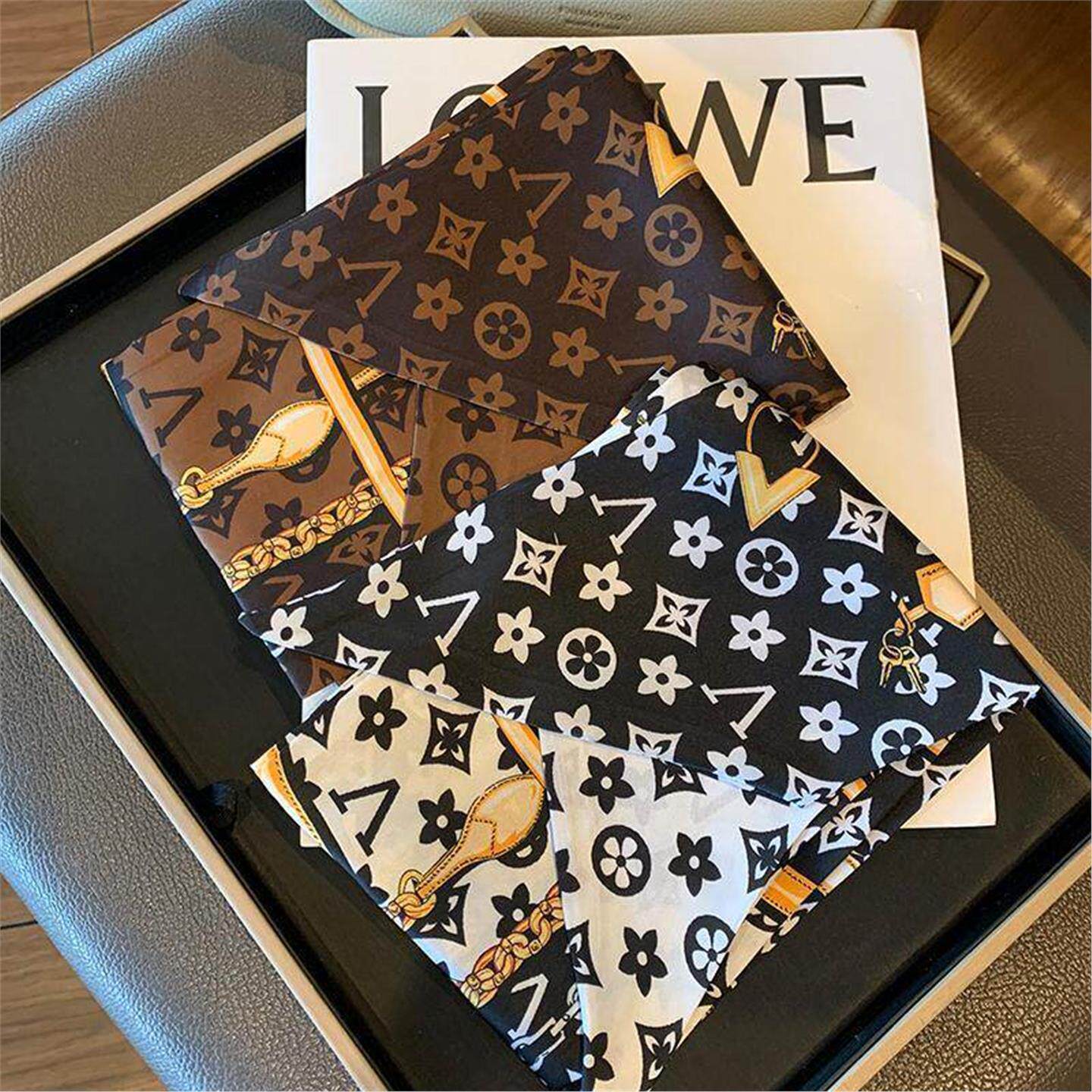 LV&GEDETE 老花绑包丝巾缠包包手柄保护丝带Carryall装饰飘带车挂