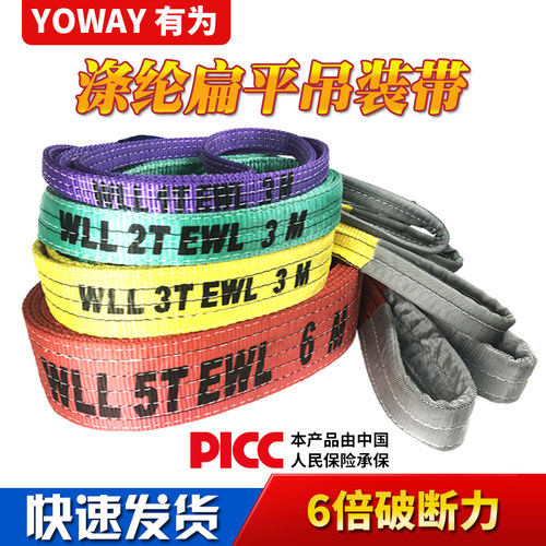 合成纤维吊装带5吨1/3/10吨聚酯纤维扁平吊车吊带双扣工地吊绳起