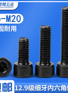 12.9级细牙内六角螺丝高强度杯头螺栓圆柱头【M6M8M12M14M16M20】