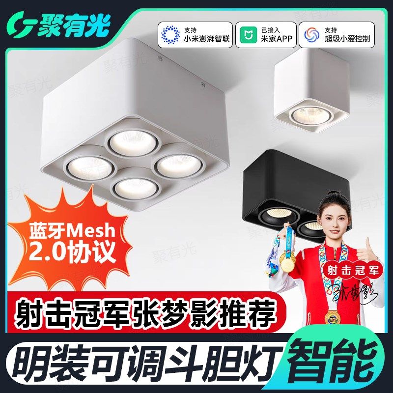 已接入米家APP明装斗胆灯Mesh2.0无主灯智能涂鸦射灯防眩明装射灯图片