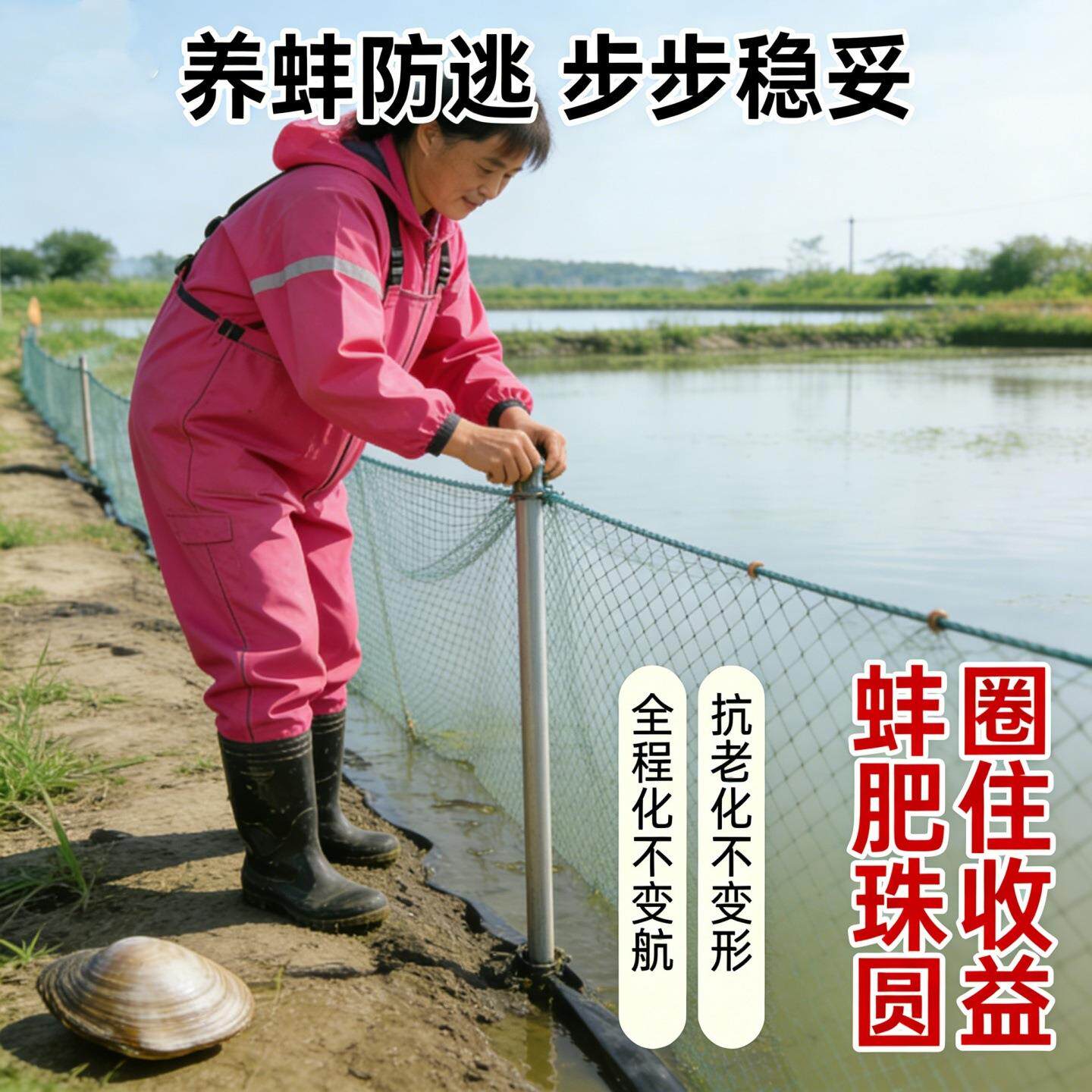 家庭农场专用围挡网加厚百米虾田泥鳅青蛙养殖防护网