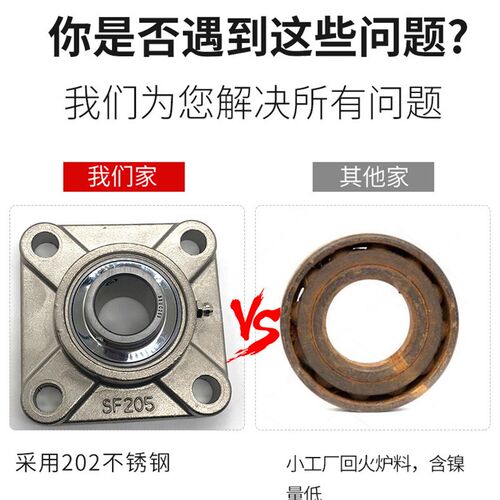 外球面四方形带座不锈钢轴承固定座SUCF204 FG205 F206 F207 F208