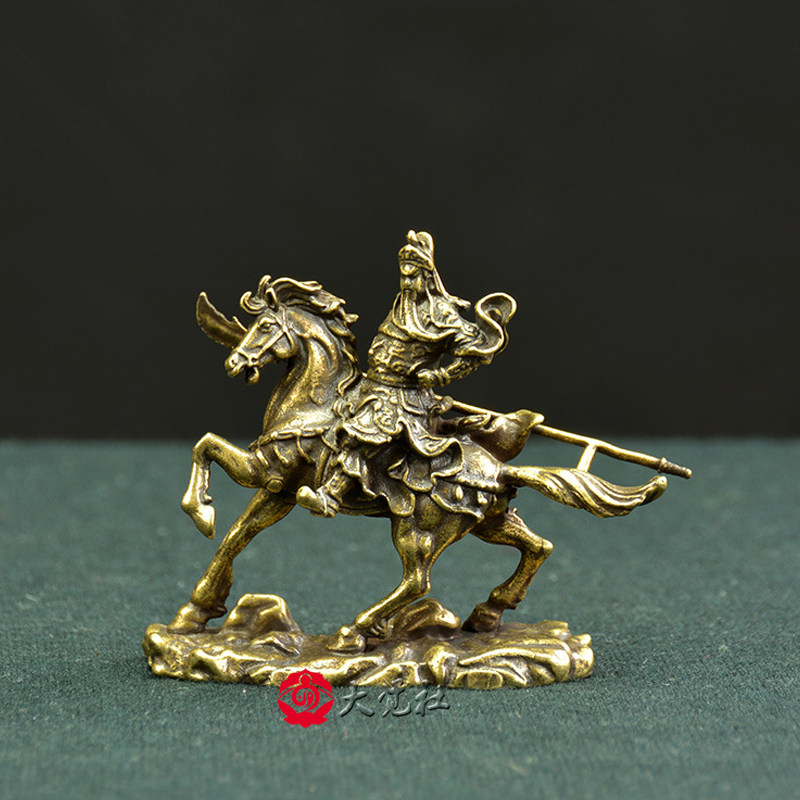 关公铜像纯铜 关羽关二爷骑马摆件汽车载佛像 关帝武财神招财神像