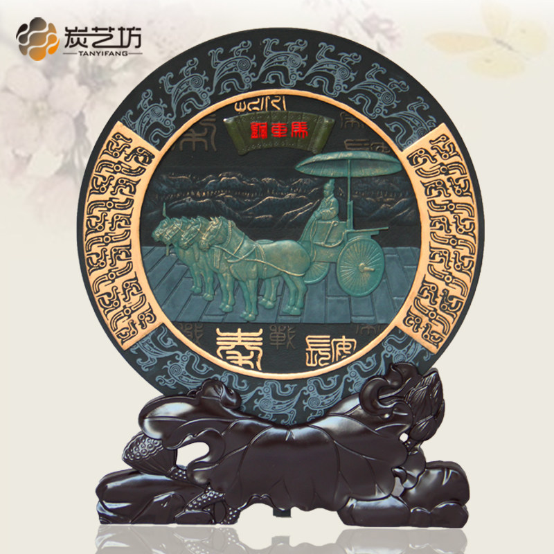 西安特色文化纪念品兵马俑炭雕摆件铜车马定制礼品送外宾朋友礼物