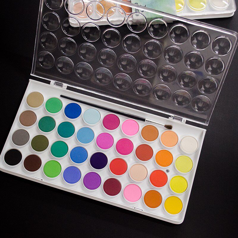 雄狮36色固体水彩颜料28色水彩画颜料盒儿童水粉颜料填色套装