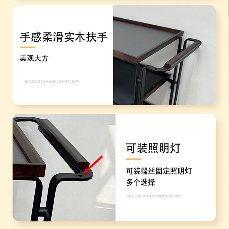 烤鸭车三层送餐车实木推车高级餐厅上菜车不锈钢餐车酒店送餐推车