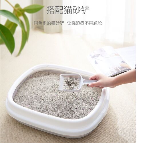 猫砂盆猫咪厕所超大号防外溅带砂开放式猫屎盆半封闭式幼猫用品