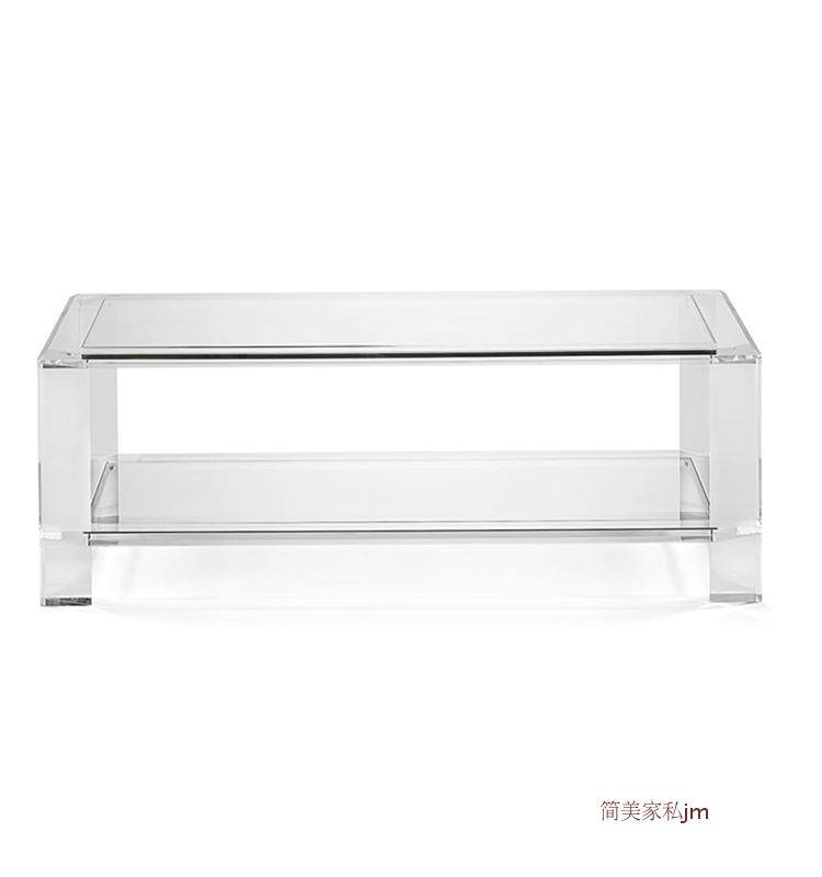 简约亚克力茶几全透明有机玻璃咖啡桌时尚水晶网红长方角茶几定制