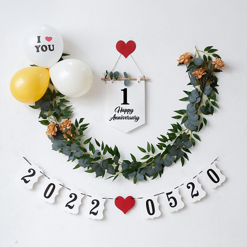 惊喜氛围布置结婚一周年纪念日求婚浪漫气球场景周年庆装饰情人节
