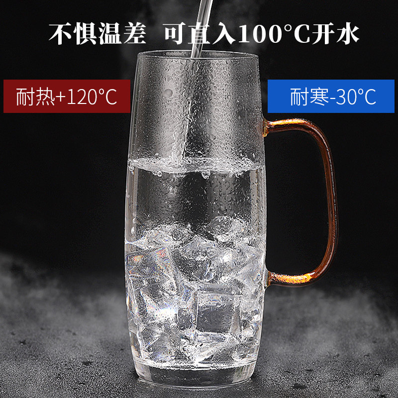 玻璃绿茶杯胡桃木把简约透明泡茶杯家用办公室喝茶杯子花茶杯水杯图片