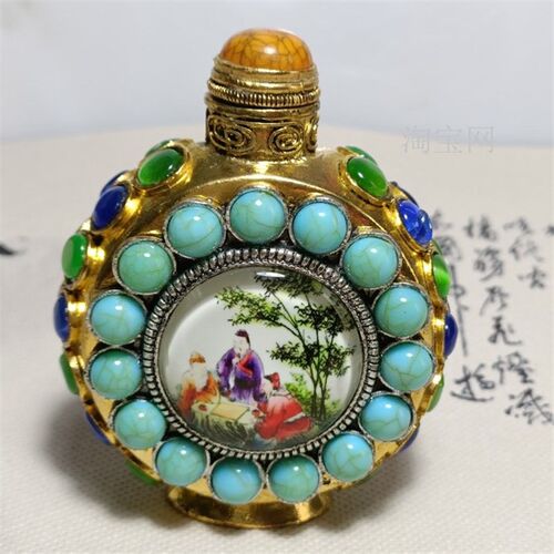 内画鼻烟壶特色手工艺礼品客厅装饰摆件古玩仿古老货铜鼻烟壶礼物
