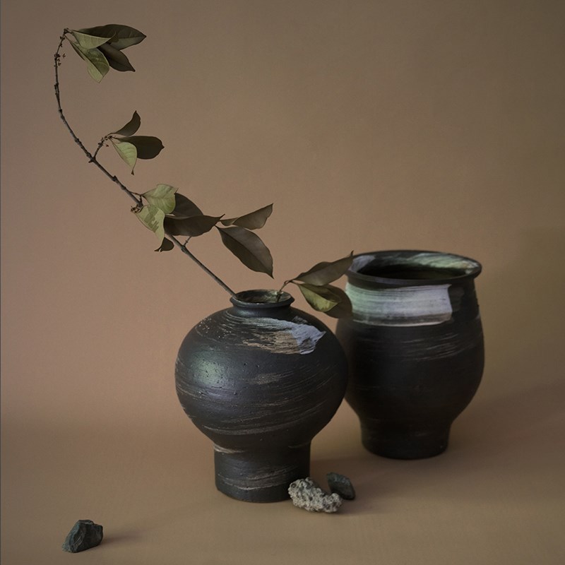 后弄侘寂风粗陶花瓶北欧花器花插客厅软装饰品民宿摆件样板间摆饰