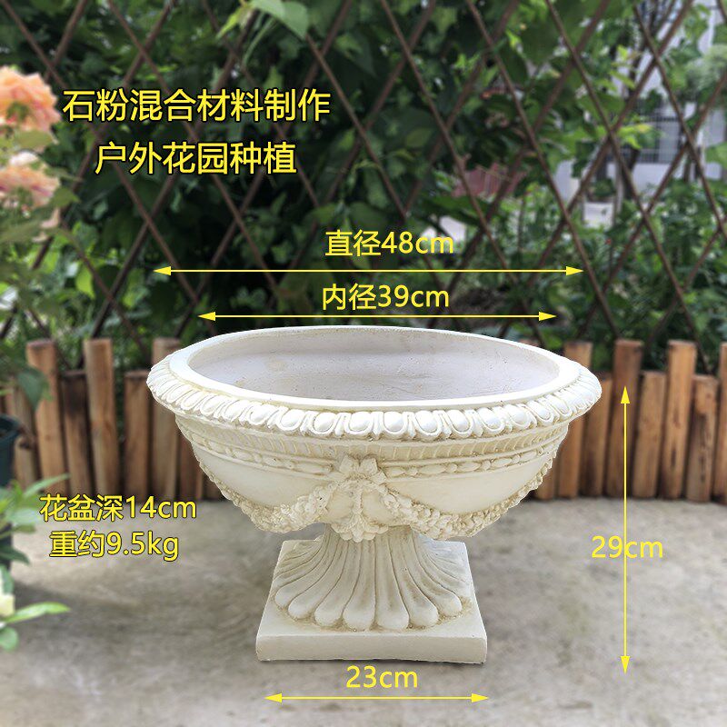 欧式圆形大口径罗马柱花盆庭院花园院墙装饰摆件婚庆路引背景道具