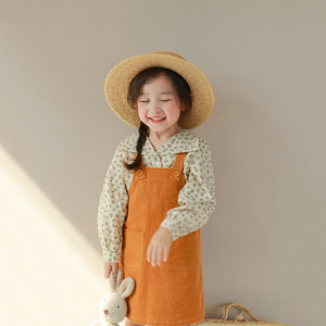 大耳象童装铺女童绣花翻领花边碎花连衣裙&小衫2023春季新款
