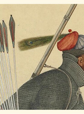 清郎世宁阿玉锡持矛荡寇图古代人物画横幅挂画酒店装饰画临摹手稿